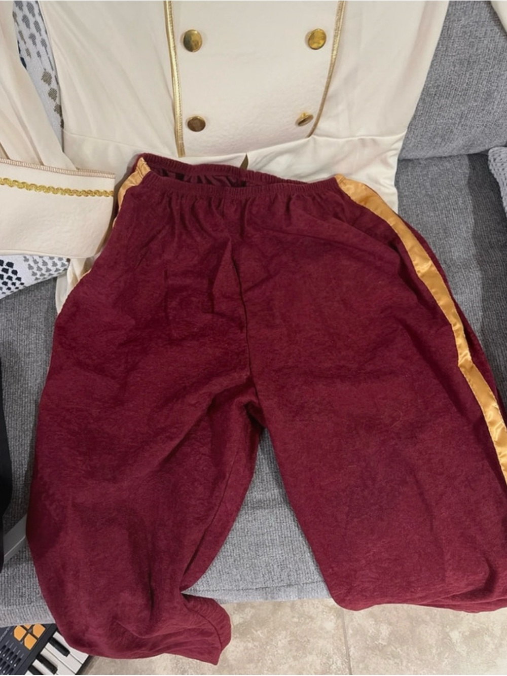 California Costumes Burgundy Sweatpants with Gold Side Stripe Prince Charming